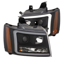 Chevrolet Suburban 2007-2014 Projector Strålkastare Med Plank Style Switchback Svart / Orange ANZO